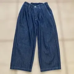 curved flare denim slacks