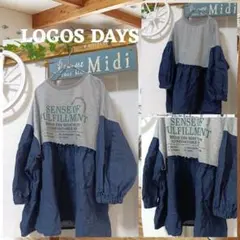 LOGOS DAYS バイカラートップス 七分袖
