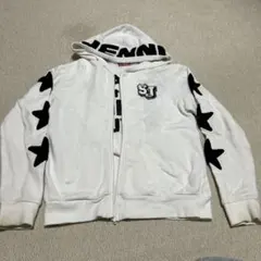 Jenii キッズパーカー ホワイト フード付きパーカー 星形刺繍