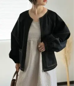 アプレトロ　ダークデニム ジップアップジャケット