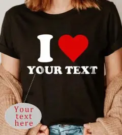 オリジナルTシャツ 名入れ I LOVE カスタム テキストプリント お揃い
