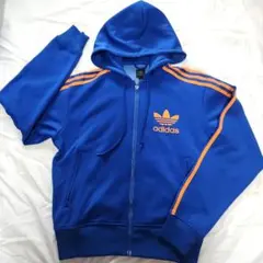 adidas　フーデットパーカー　トラックジャケット　万国旗タグ　M