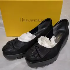 【23cm】HILLS AVENUE パンプス 黒 ラメ　リボン