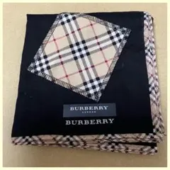 【未使用】BURBERRY LONDON /バーバリー ノバチェックハンカチ 黒
