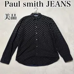 美品　ポールスミス ジーンズ　黒色　長袖シャツ　ドット　グラデーション　Mサイズのサムネイル