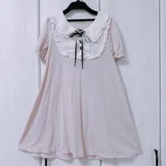 Ank Rouge フリル襟 半袖ミニワンピース ピンク