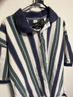 ストライプ ポロシャツ 半袖 ネイビー