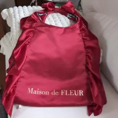 Maison de FLEUR 赤 リボン付きトートバッグ