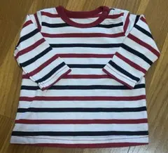 CLASSIC 赤・白・黒ストライプ 長袖Tシャツ 60〜70cm