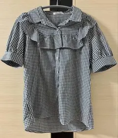 bye bye チェック柄シャツ　半袖　黒　ブラック　Mサイズのサムネイル