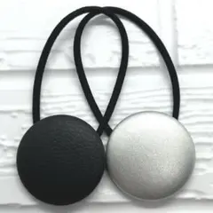 【224】ハンドメイド38mm くるみボタン　ヘアゴム