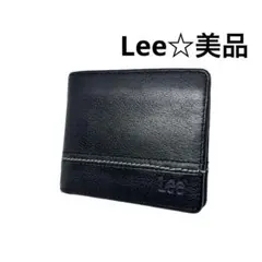 Lee 二つ折り財布 ブラック 本革 シンプル 小銭入れ有 人気