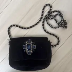 紺色 パーティーバッグ ビジュー付き