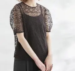 ロペピクニック　チュール刺繍ブラウス