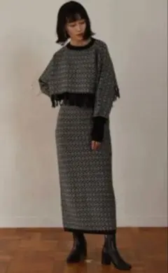 iam jacquard straight skirt & knitセットアップ