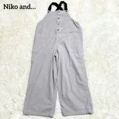 【ニコアンド】洗えるコーデュロイサロペット(LL)大きいサイズ ワイドシルエット