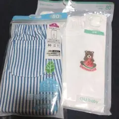 新品未使用　GU ジーユー他 ベビー　半袖Tシャツ＆ボトムスパンツ80サイズのサムネイル