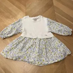 プティマイン ドッキング ワンピース チュニック 花柄 80