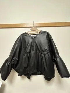 MELROSE ブラック合成皮革ジャケット