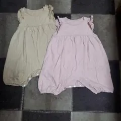 UNIQLO　フリルカバーオール　ベージュ&ピンク