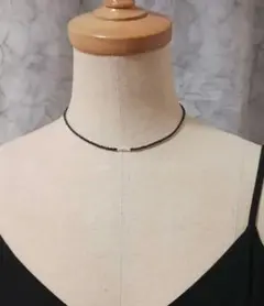 ブラック シルバー シンプル ビーズネックレス 大人カジュアル ノームコア