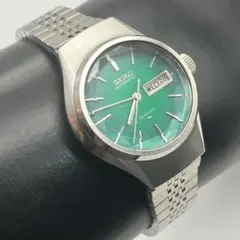 가동품 SEIKO 맨즈 레이디스 손목시계 자동 감기 데이데이트그린