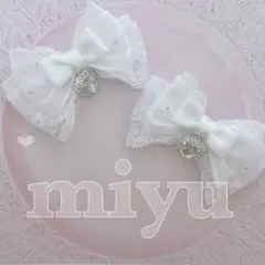 ヘアクリップ　ふんわりキラキラレース♡クリアキラキラチャーム　ロリィタ