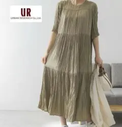 URBAN RESEARCH　半袖　ランダムプリーツティアード　ワンピース　F