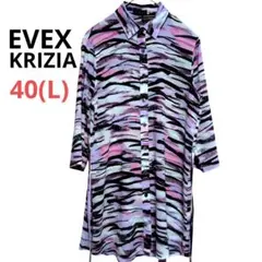 EVEX by KRIZIA ゼブラ柄 シフォンチュニック 40 七分袖 透け感のサムネイル