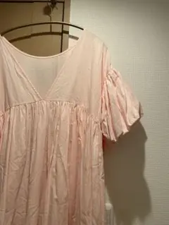 La boutique BonBonアシンメトリーリボンリネンミックスワンピース