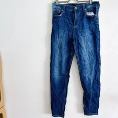 ダークブルー ストレートレッグ デニムパンツ　ジーンズ