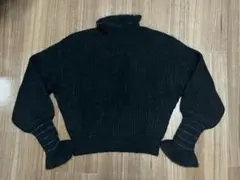 Lily Brown フリル袖 タートルネックニット ブラック