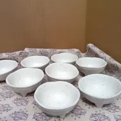 スプラッターデザイン 陶器 8個セット 粉引三ッ足小付