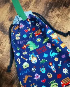ハンドメイド　上履き入れ　上靴袋　ゲーム柄　入園入学