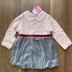 新品ミキハウス ワンピース 90cm ピンク　スワロフスキー付