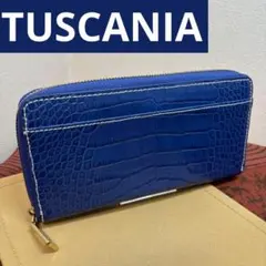 美品 TUSCANIA トスカーニア クロコ型押しレザー 長財布 ロイヤルブルーのサムネイル