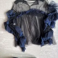 シースルー フリル付き 長袖シャツ　結婚式ドレス