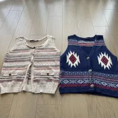 【祝日限定値下げ中】ニットベスト2点セット　ネイティブ柄