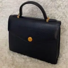 【美品！】フォーマルバッグ ハンドバッグ 冠婚葬祭 式典 金具 ネイビー レザー