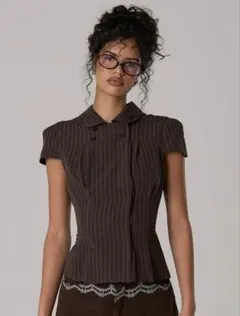 shein MUSERA ストライプシャツトップ
