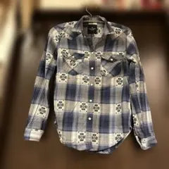 American Eagle ＊長袖チェック柄シャツ＊ブルー✖️ホワイト＊XXS