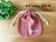 ハンドメイド✳︎巾着✳︎裏地付き✳︎リネンコード✳︎赤色