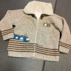 電車好きの方☆ファミリアニット　アウター90 電車柄　ブルゾン