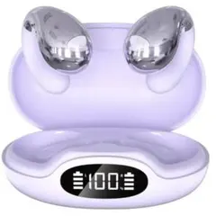 52 【最新版】イヤーカフ型 ワイヤレスイヤホン Bluetooth5.4 紫