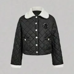 [新品]レディースジャケット　キルティング、ファー付き　ブラック