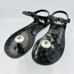 CHANEL ココマーク パール サンダル 36 ブラック ラバー サンダルのサムネイル