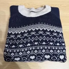 【GRL】ネイビーとホワイトの長袖ニットセーター