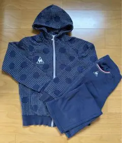 ルコック　スポルティフ スウェット上下セット　ネイビードット柄