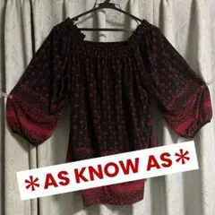 アスノウズアズ　バルーン七分袖 チュニックプルオーバー 赤×黒のサムネイル