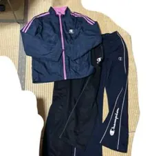 championチャンピオンウィンドブレーカージャージ上下ネイビーセット黒160